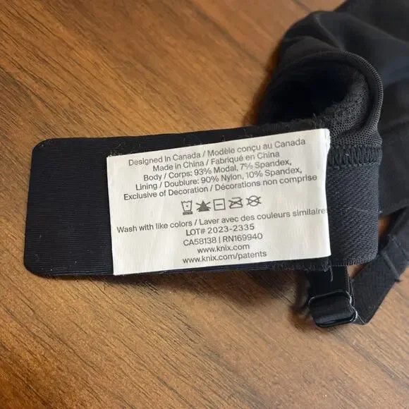 Knix Women’s Sz Large Black Ribbed V-neck Wireless Bra Comfortcore Campuscore - Picture 9 of 9